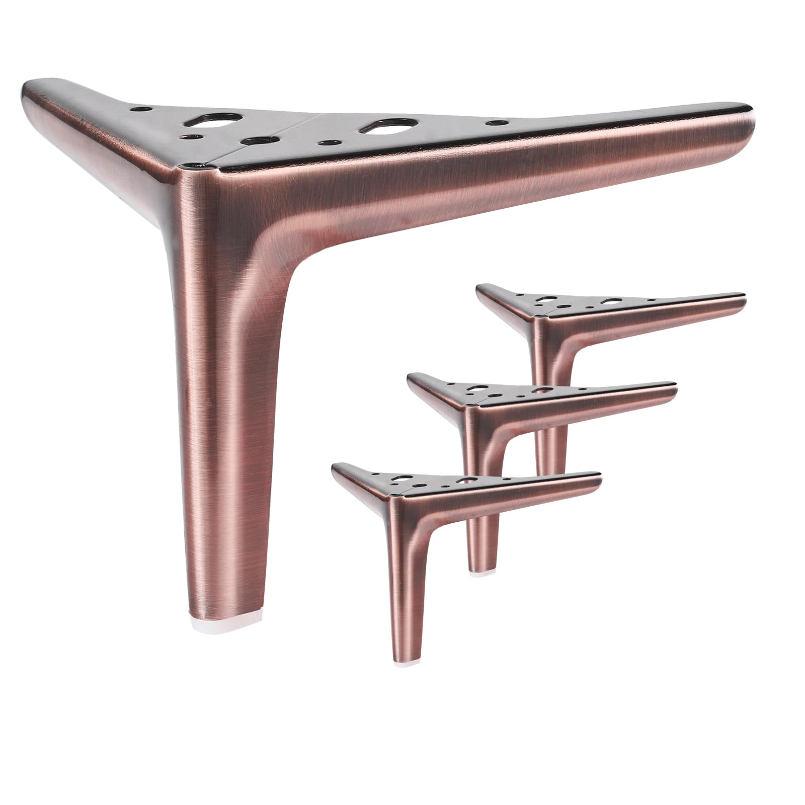 Anterrific 12 cm/4.7 inch Antique Brushed Red Bronze Furniture Legs, Metal Legs for Furniture Set of 4, DIY Replacement for Sofa, Cabinet, Ottoman, Table, Night stand and Dresser Legs