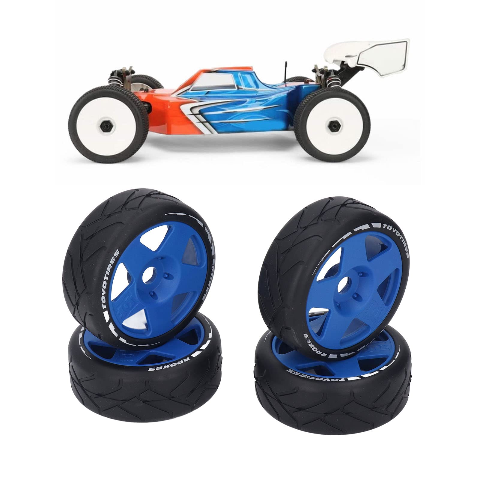 1/8 GT RC Wielen, 4 Stuks RC On-road Wielen met 17 Mm Adapter RC Vervangende Banden voor 1/8 RC On-road Racewagen (BLACK