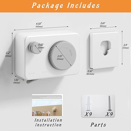 Miniatura 9 de Tendedero retráctil para interiores, línea de ropa retráctil para exteriores, línea de ropa montada en la pared para exteriores, línea de lavandería