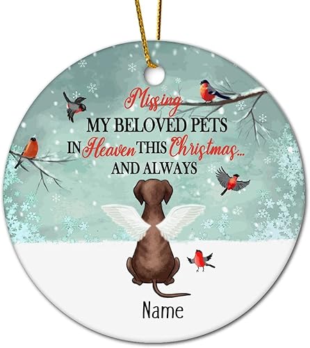 Miniatura 9 de Miss My Beloved Pets in Heaven Ornament Custom Pet Ornaments Xmas Circle Ceramic Ornament Personalized Dog Keepsake Pet Memorial Gift, Pet Loss