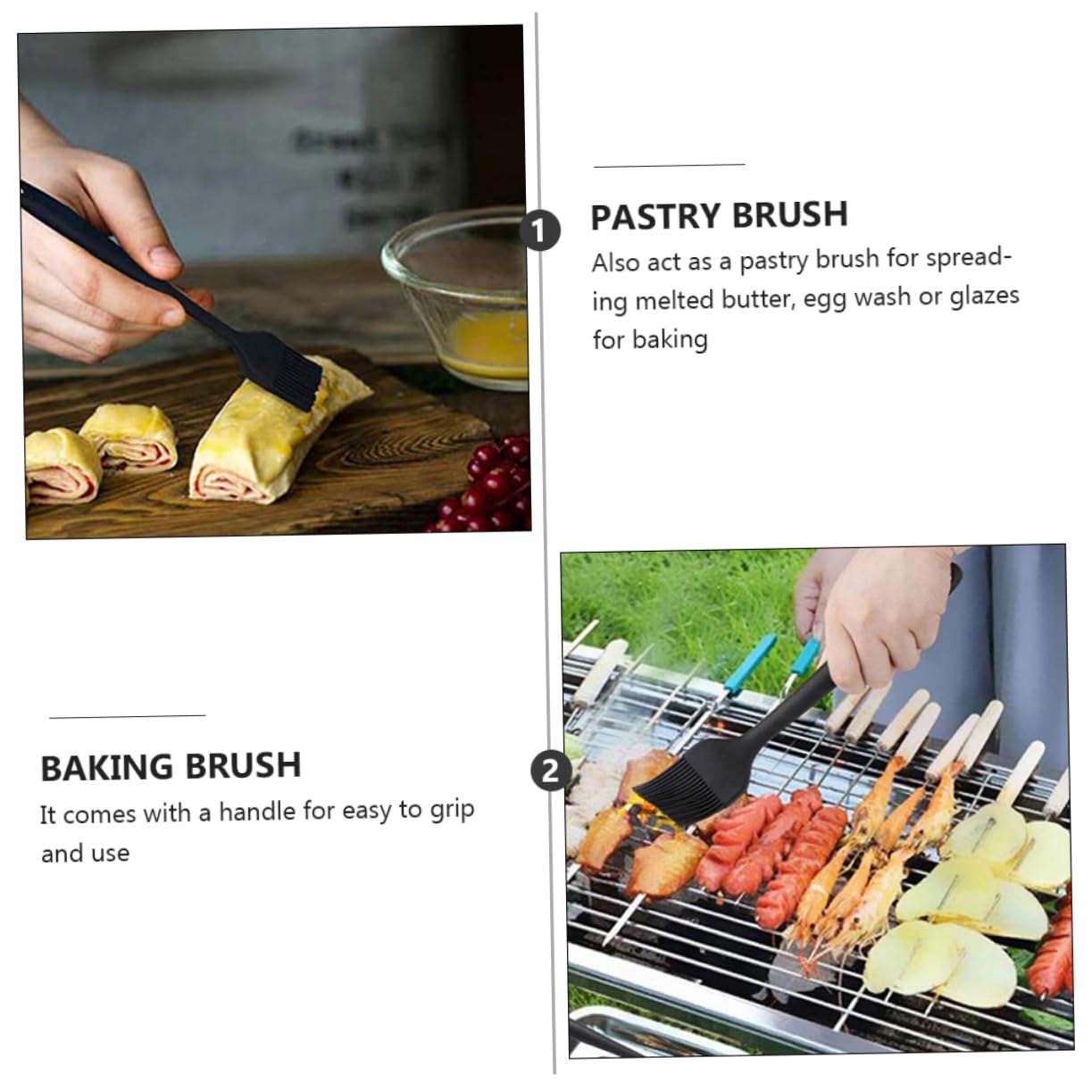 SOLUSTRE 4pcs Silicone Bbq Basting Brush Kitchen Pastry Brush for Grilling Baking Cooking Includes for Easy Sauce Application