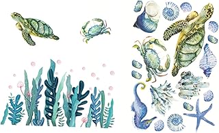 ORFOFE Adesivo de parede de 5 folhas decoração de oceano adesivos de coraline decalques de parede 3D decalque de parede oceano decalques de animais marinhos autoadesivo decalque de parede ornamento de fundo DIY decalques de algas marinhas sereia