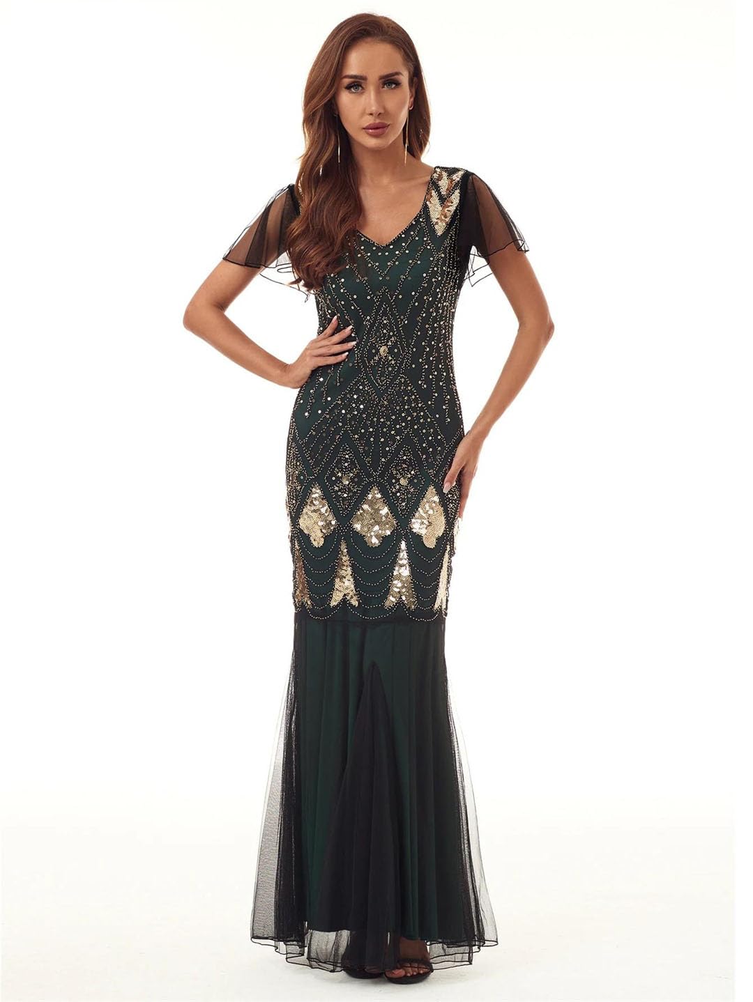 Vestido Largo Sexi De Lentejuelas Vintage para Mujer Vestido Elegante De Malla con Espalda Descubierta para Fiesta De Boda Vestidos De Noche para Graduación