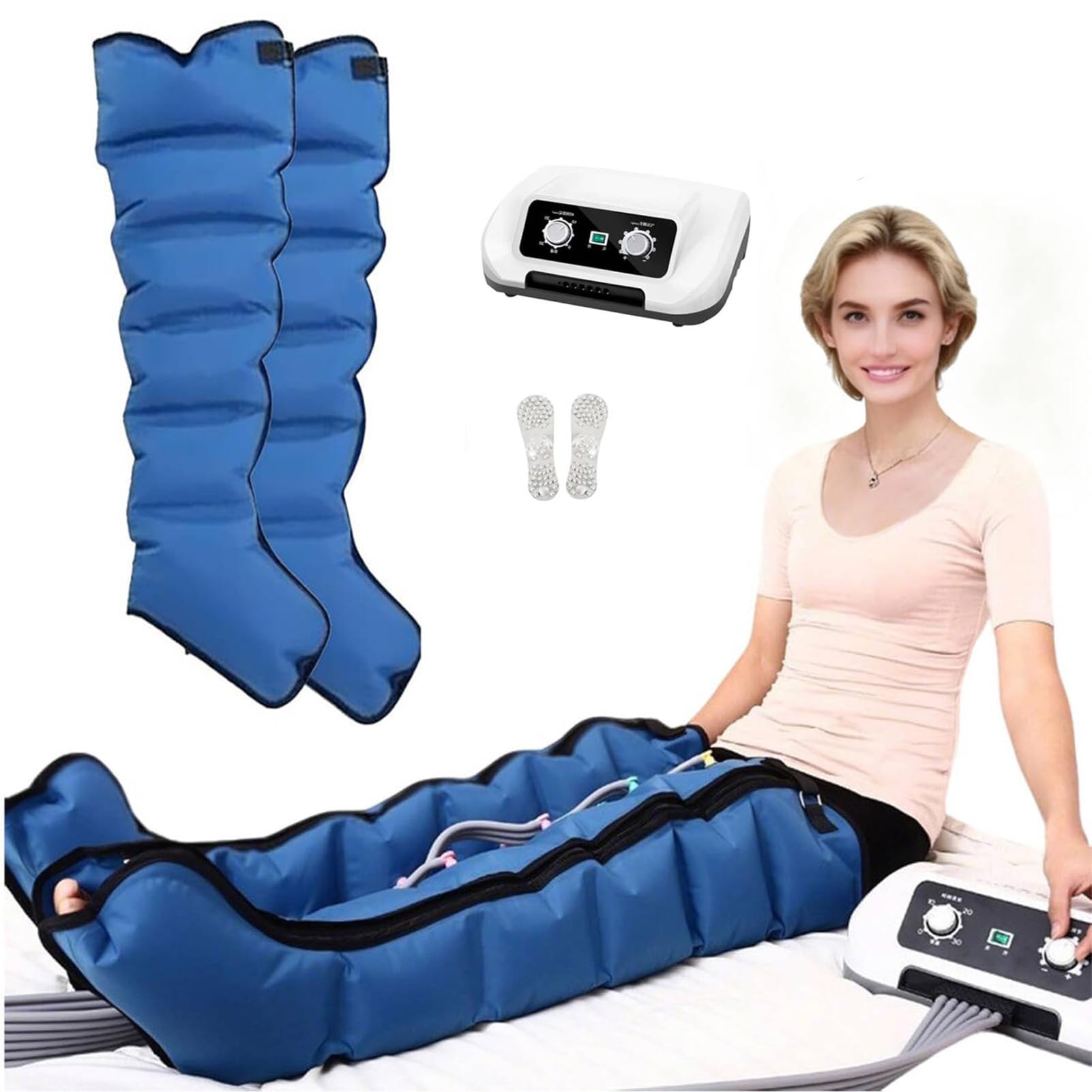 6 Camaras Maquina De Presoterapia Para Casa, Presoterapia Piernas y Abdomen, Masajeador De Pies y Piernas, Se Puede Configurar La Presión De Tiempo, Favorece & Mejor Circulación, Drenaje Linfático
