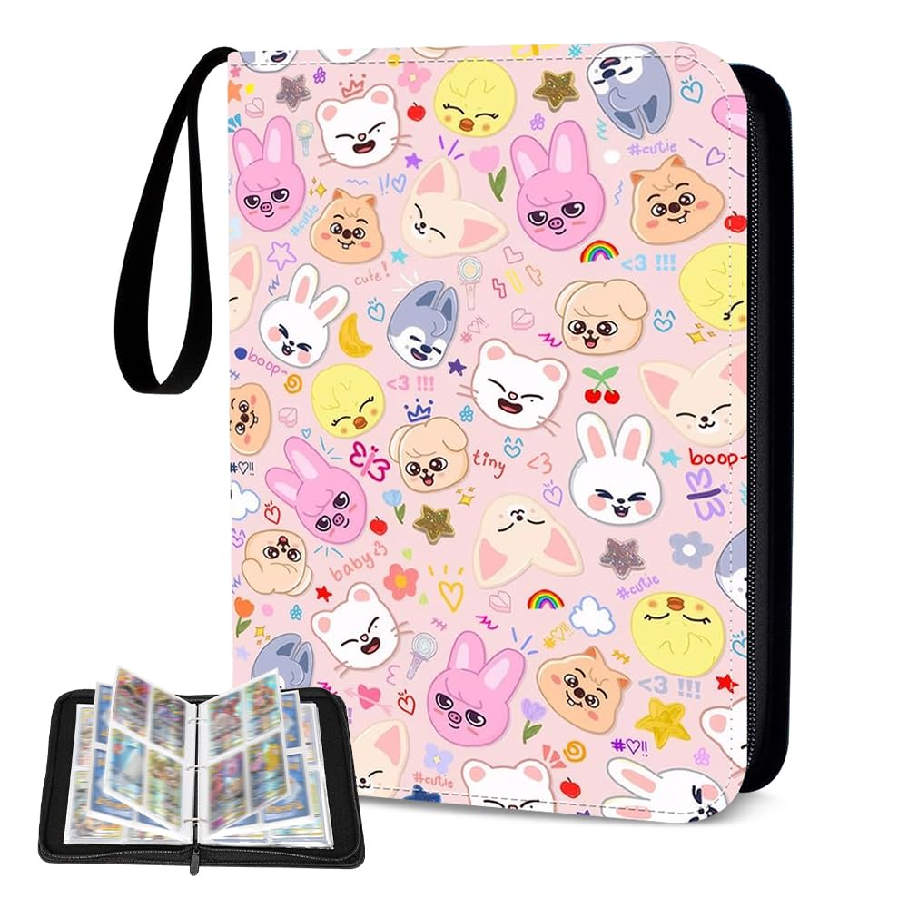 ADDLIVE Stray Kids Photocard Binder, Stray Kids Card Binder, SKZ Cute Cartoon Photocard Holder, StrayKids Photocard Holder (Pink)