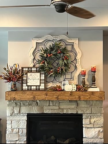 Miniatura 2 de Solid Distressed Fireplace Mantel, Rustic Hand Hewn Mantel, Floating Fireplace Mantel, Solid Wood Beam, Handmade (60"Lx6"Hx8"D, Provincial)