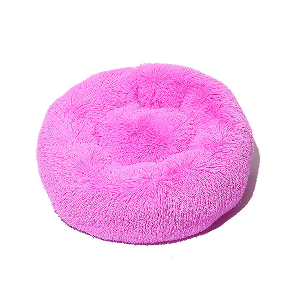 Lukery Dog Cat Donut Bed, Fluffy Plush Puppy Kitten Cuddler Round Bed, Warm and Soft Pet Cosy Anti Anxiety Beds for Small/Medium/Large Dogs (50CM,magenta) โ image 1