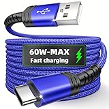 USB C Cable Fast Charging 3.3ft/6.6ft Nylon Braided, Type C Charger Cord Data Sync, Compatible with Smartphones Tablets (Blue,1m=3.3ft=39.3inch)