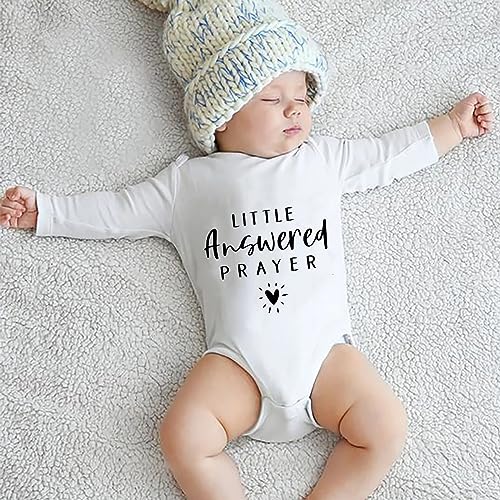Little Answered Prayer Pregnancy Announcement Baby Romper Long Sleeve Newborn Outfit Baby Clothes3