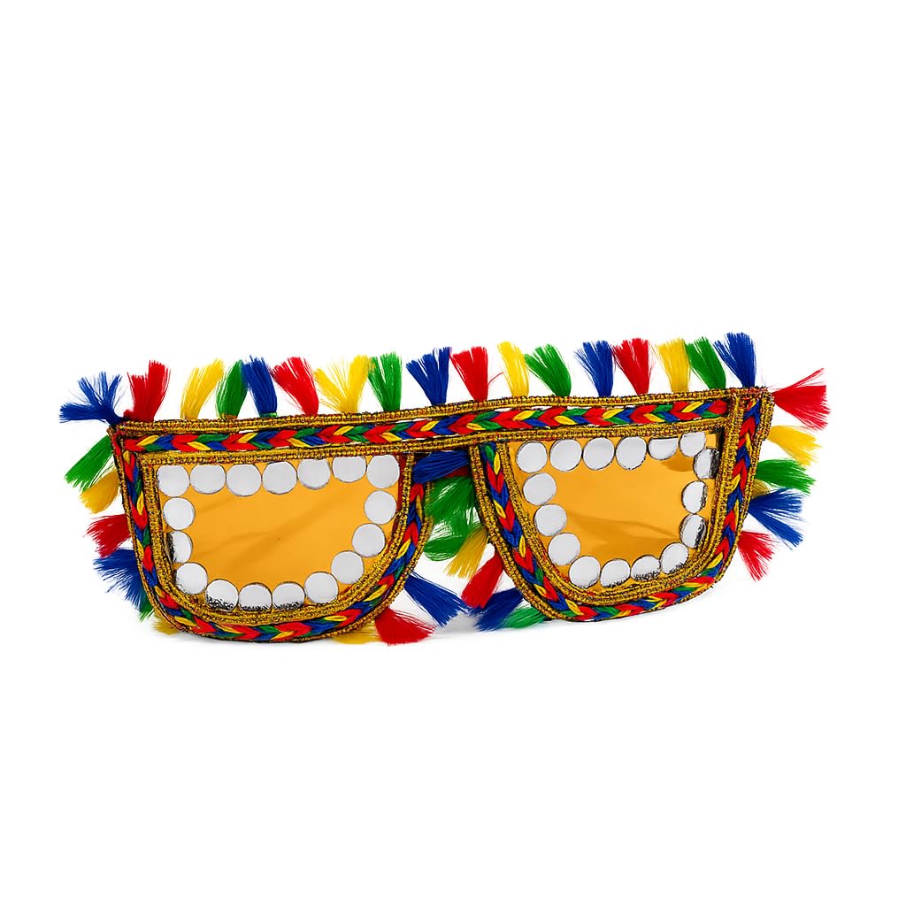 Navratri Special Handmade Decorative Sunglasses with Colorful Tassels & Mirror Work | Garba & Dandiya Ethnic Goggles for Men & Women-picture-11
