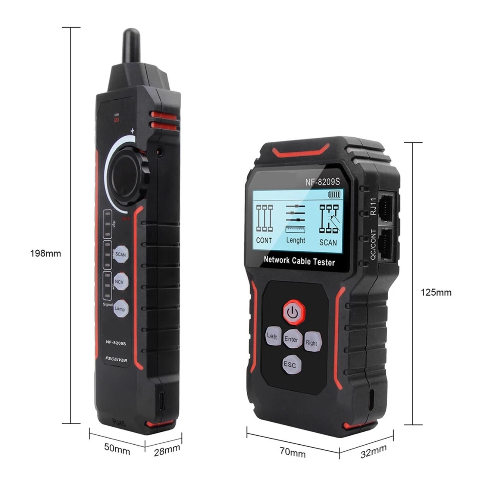 LCD-Netzwerkkabeltester, Draht-Tracker, Aktuelle Kabellänge, Kabel-Tracker, Multifunktionales Tester-Tool Leicht Und Tragbar