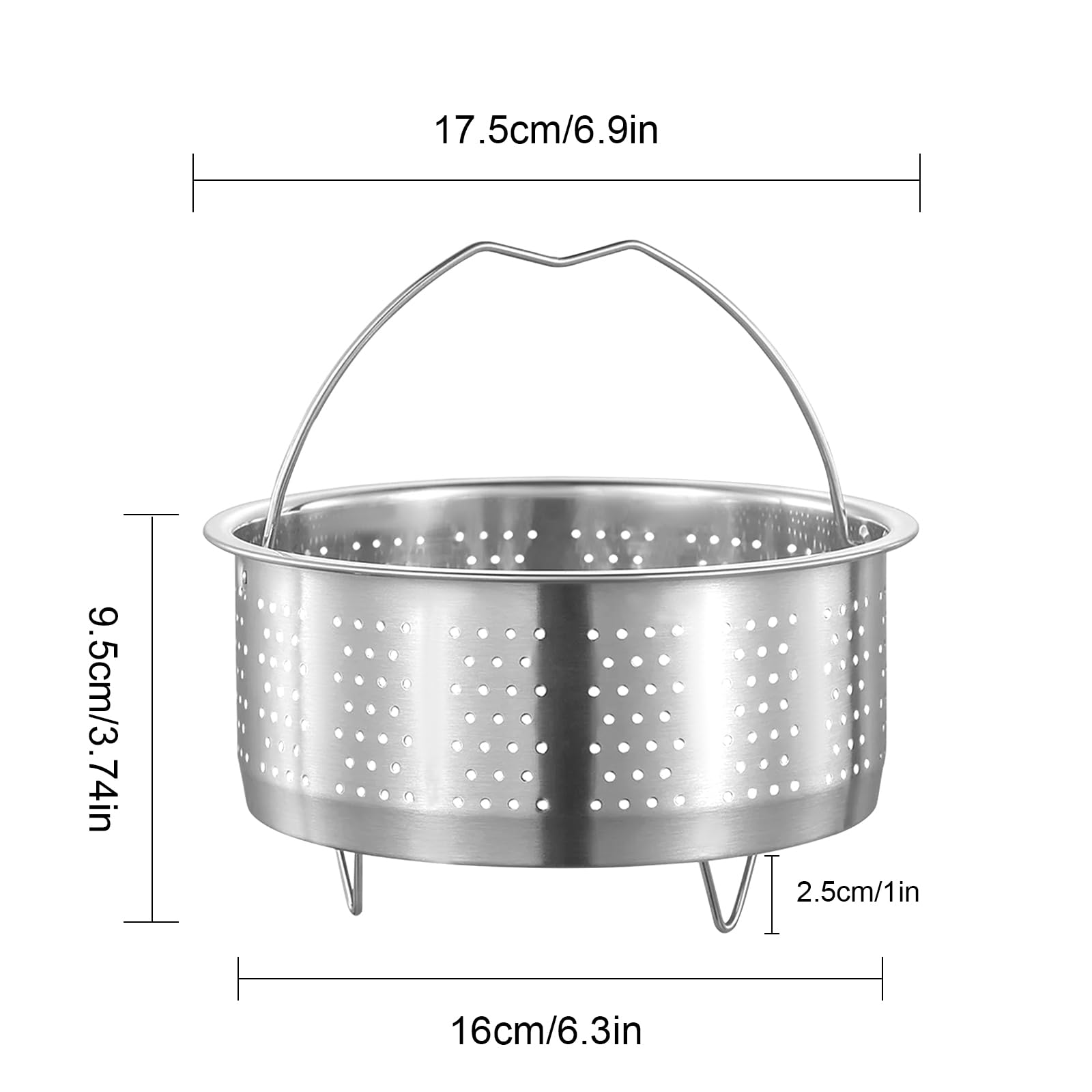 Cestello Per Cottura A Vapore In Acciaio Inox 20cm - Inserto Multifunzione Per Pentole, Con Maniglia E Rete - Per Verdure, Pesce E Non Solo - Foto 6
