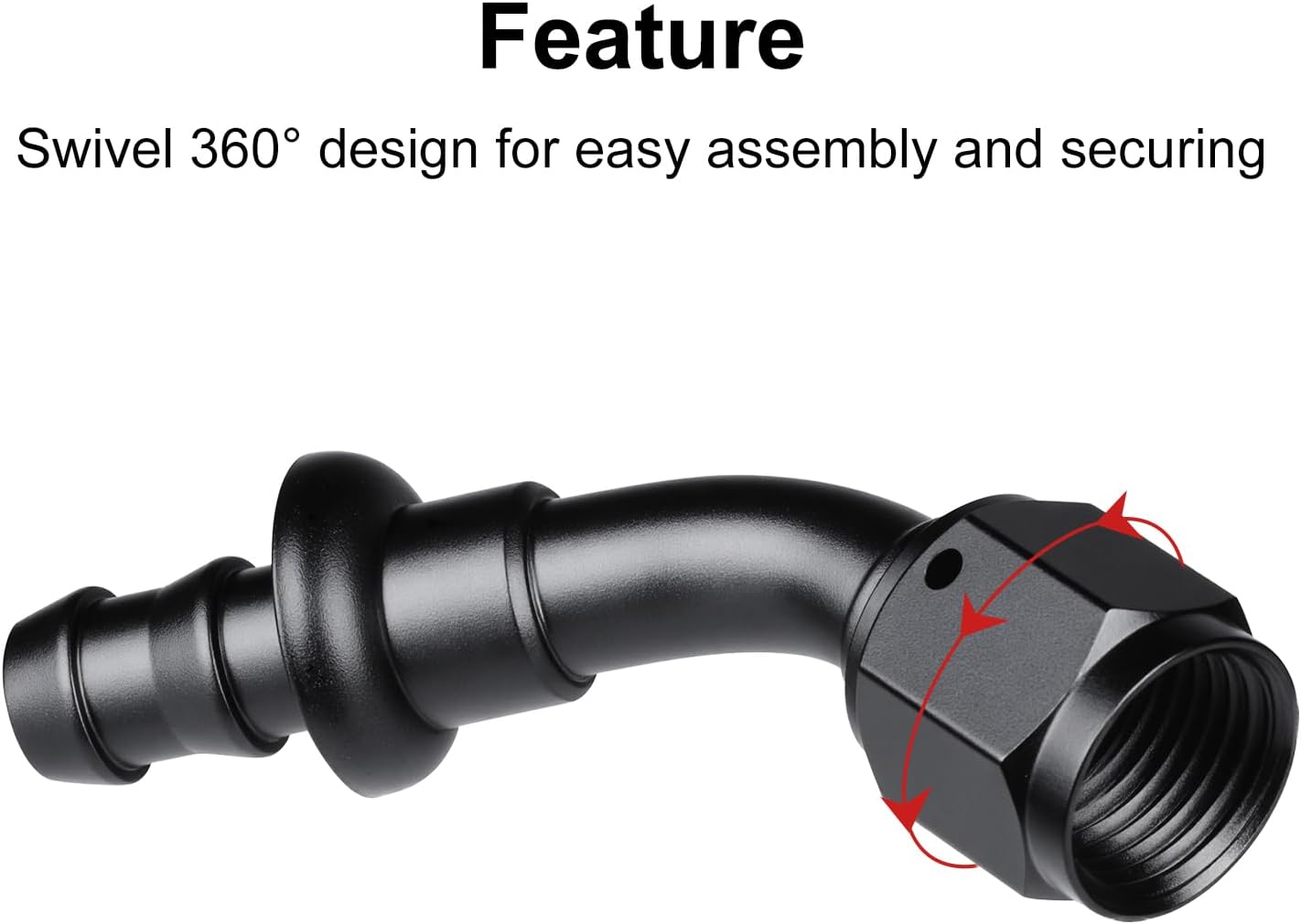 6AN 45 Degree Push Lock Fuel Hose Fitting End Adapter Aluminum Black 2PCS