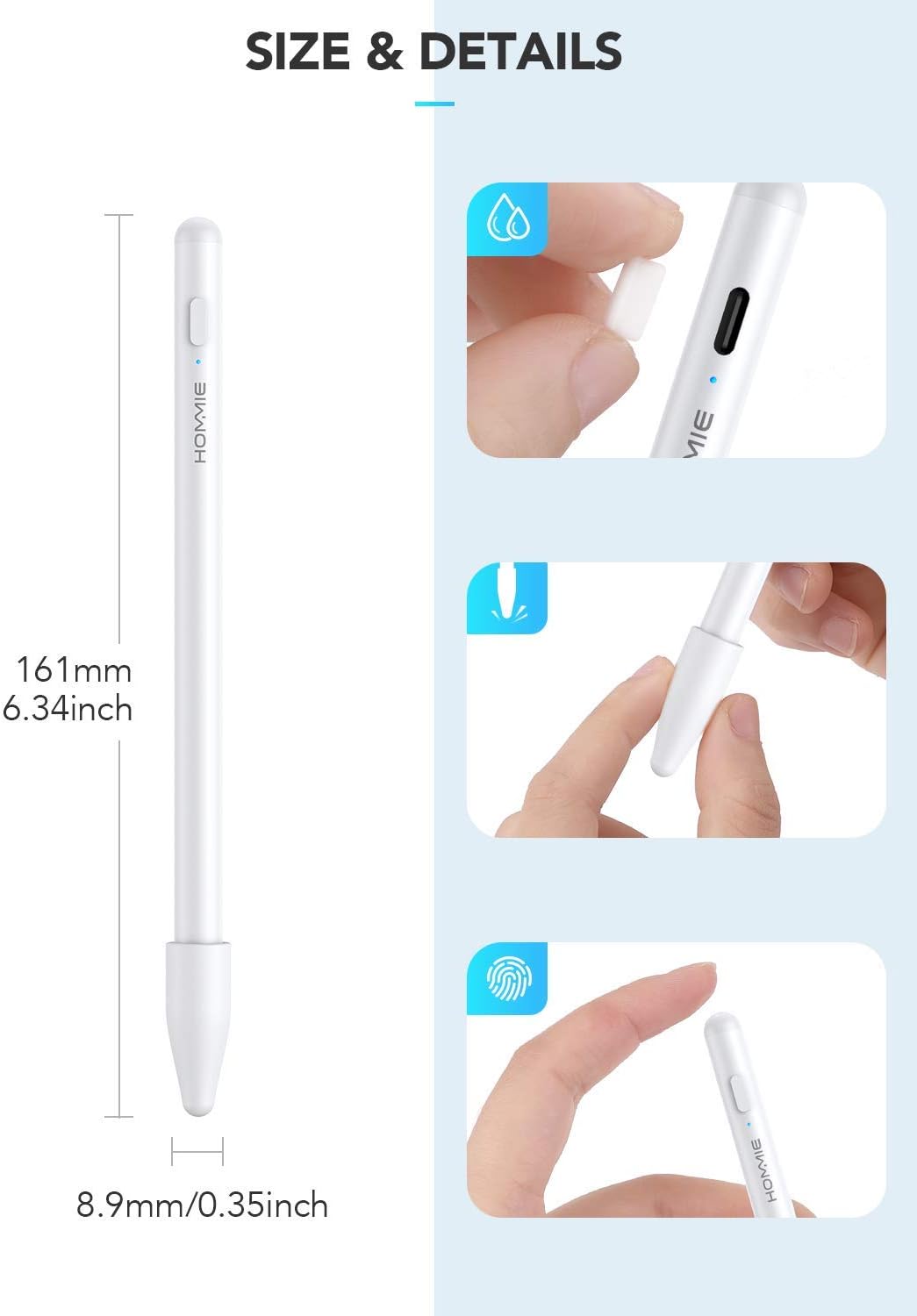 Active Stylus Pencil Compatible for Apple,Stylus Pens for Touch Screens iOS&Android and Other Tablets Rechargeable Pen for Drawing, Writing