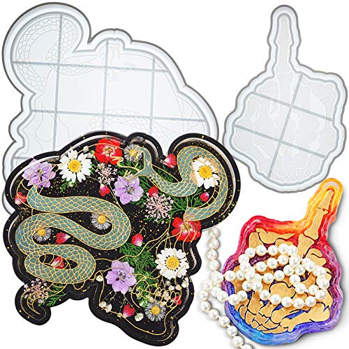 Witchy Rolling Tray Epoxy Resin Silicone Molds Set Snake and Skeleton Large