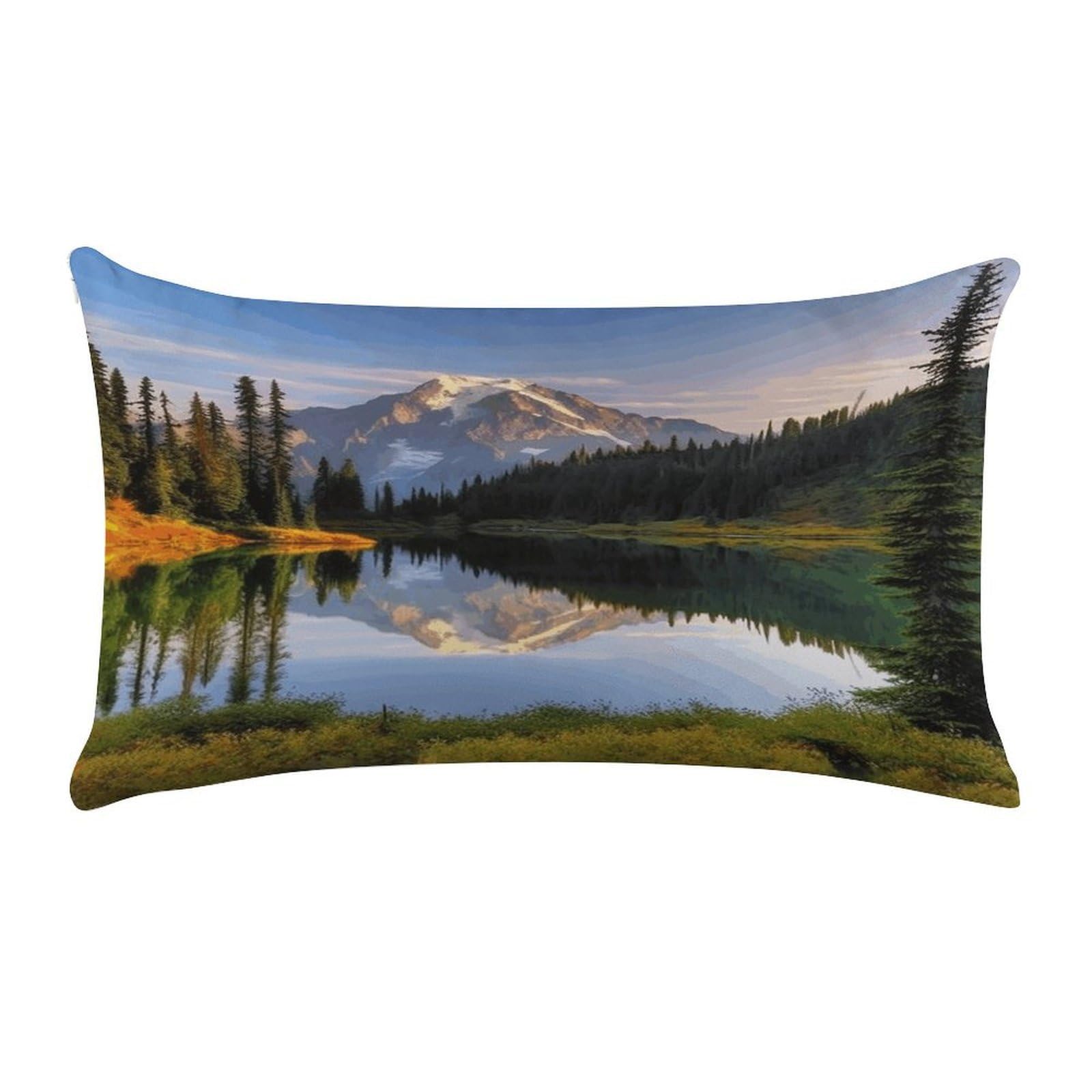 Mountain and Lake Pictures Pillow Cover Super Soft Pillowcase Luxury Cozy Fuzzy Velvet Pillow Shams Breathable Standard Pillow Cases with Zipper Wrinkle-Free Pillow Cover 12 "×20 "