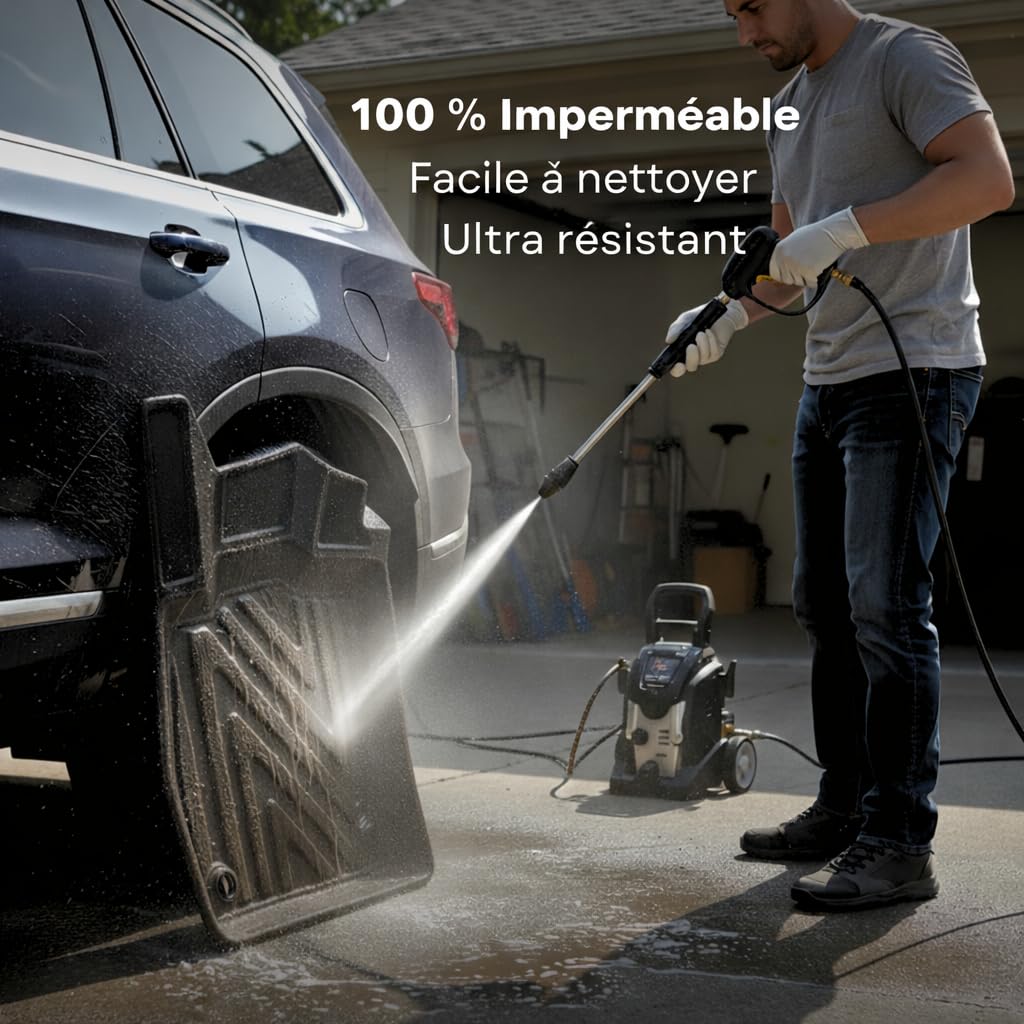 Tapis de sol pour Peugeot Rifter 2019-2026 – Tapis de voiture sur mesure en caoutchouc toutes saisons avec aspect fibre de carbone, bord haut en TPE, accessoires imperméables et