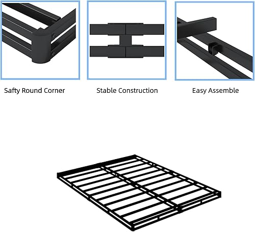Miniatura 4 de Queen - Base de colchón con somier, 3 pulgadas, resistente, base de cama de metal con cubierta de tela, sin ruido, fácil montaje 3 Inch,17.78 cm (7