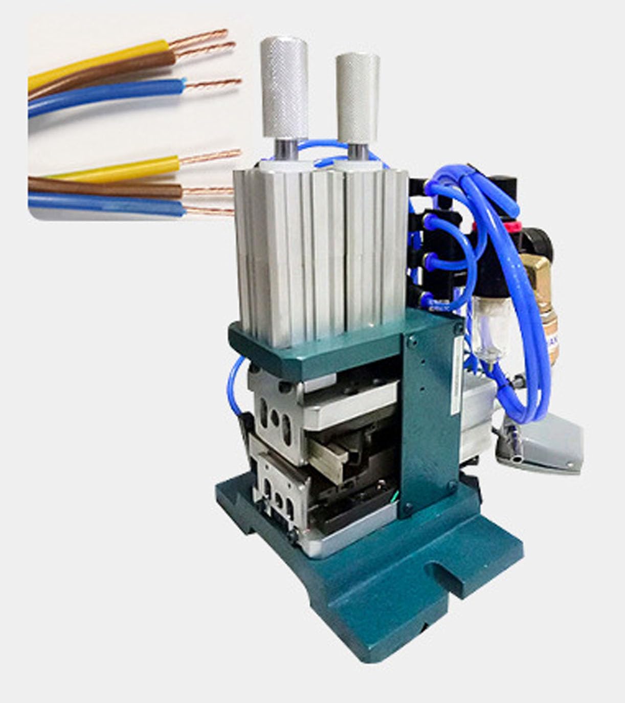 Máquina pelacables automática, pelado neumático de varios núcleos para reciclaje de alambre de cobre, diseño vertical eficiente para procesar los cables sobrantes fácilmente