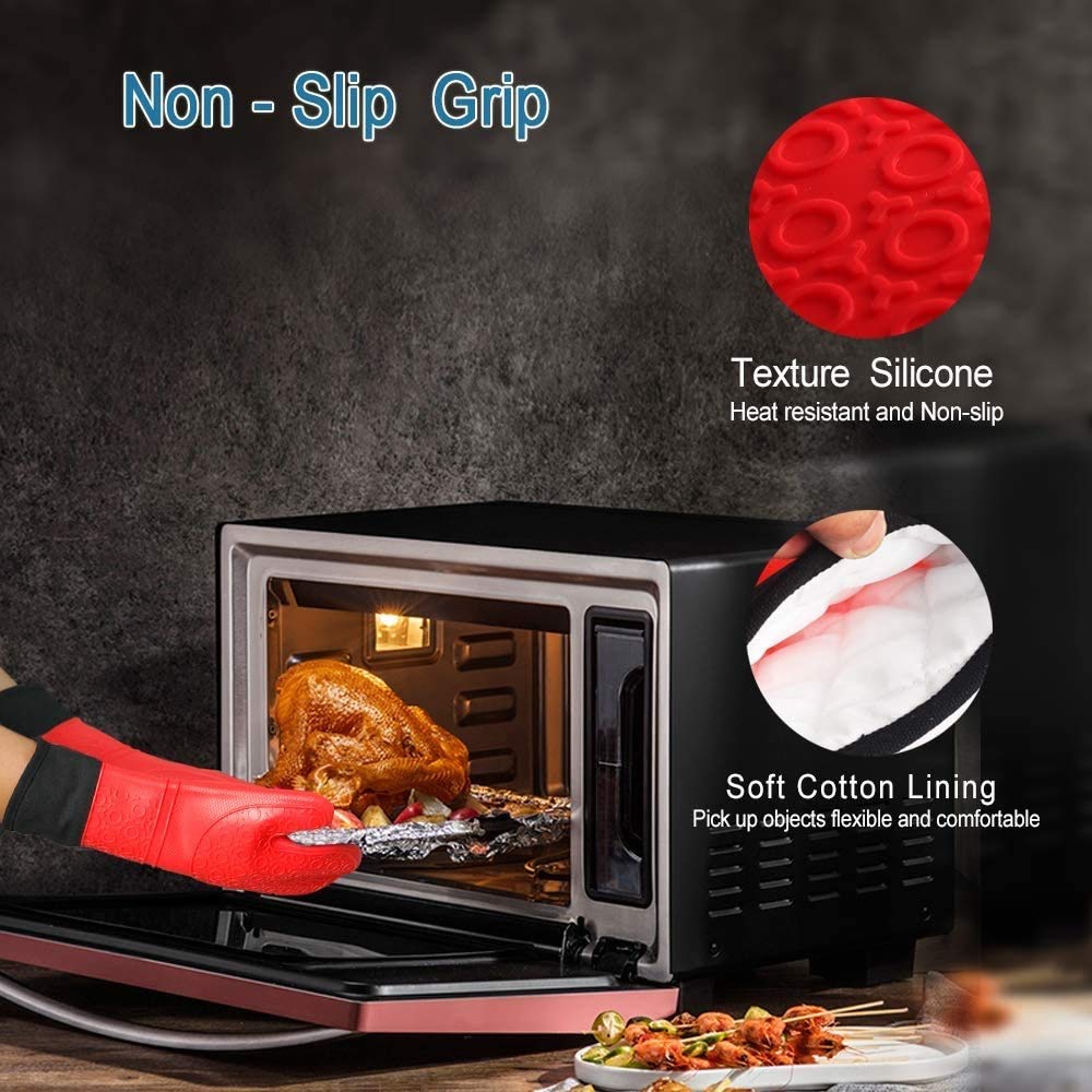 RajoNN Un Paio di Guanti Resistenti al Calore Guanti da Forno in Silicone Guanti da Barbecue Guanti da microonde per Barbecue Guanti Antiscivolo da Forno Guanto da Ispessimento