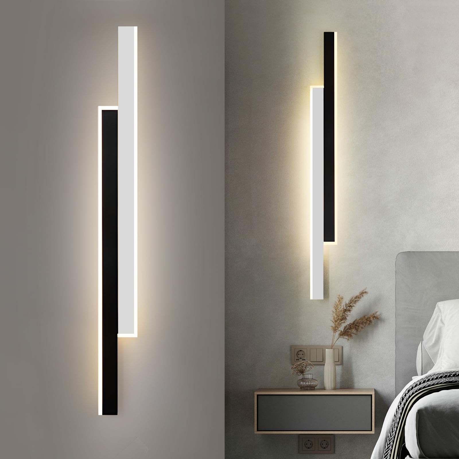 YT YATAI LIGHTING Modern Wall Light Long Strip Wall Sconce, Iron LED Wall Lantern Indoor Wall Light Home Wall Luminaire Simple Wall Mounted Light Lamp for Living Room Bedroom Home Bedside Decor Lamp