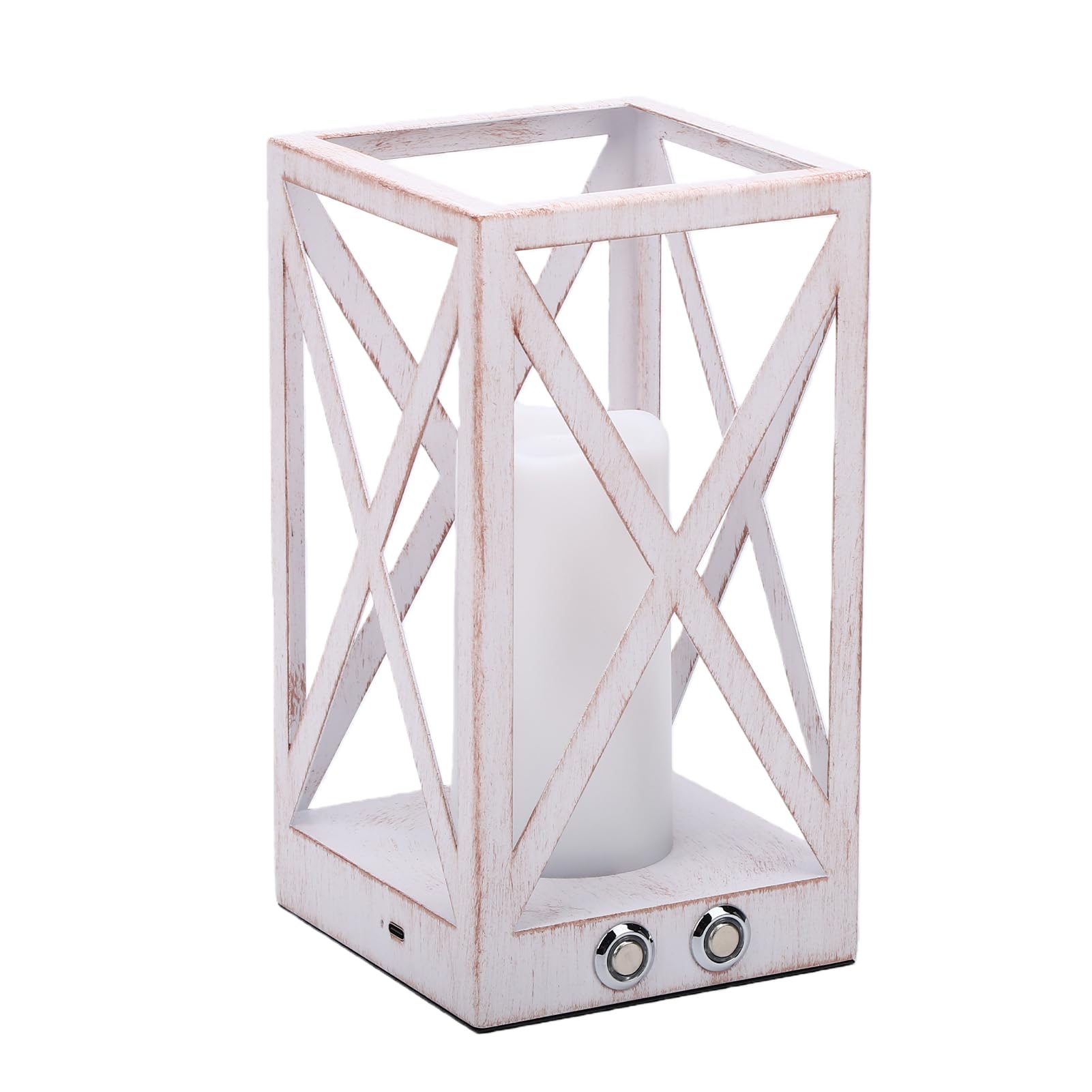 Lampada da Tavolo a LED con Temperatura di Colore Regolabile Luce Notturna Portatile con Effetto Candela per Camera da Letto Asilo Nido Ferro 11,8x11,8x22 Cm (WHITE)