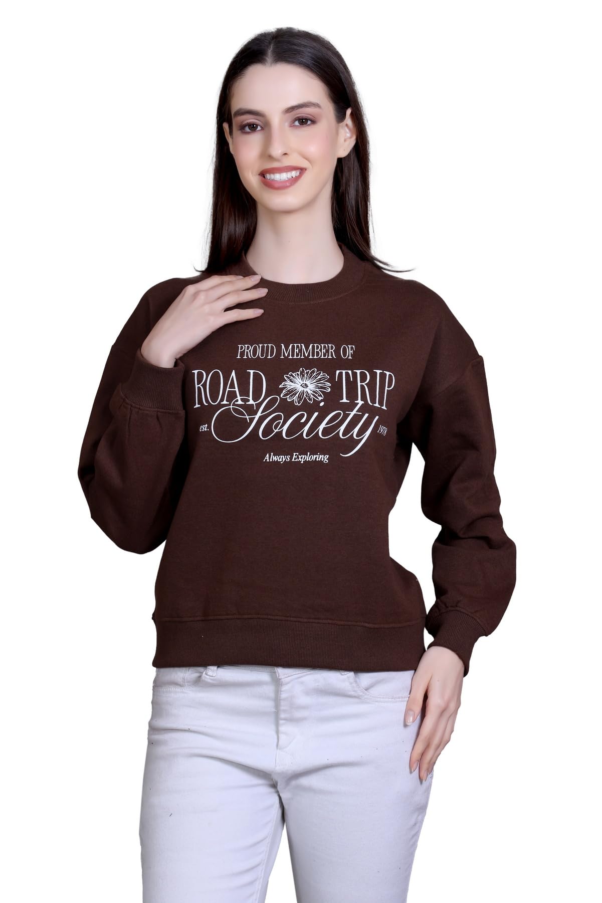 colors & blends Women's Cotton Printed Sweatshirt - Oversized Drop Shoulder Crop Length Sweatshirt for Women-picture-31