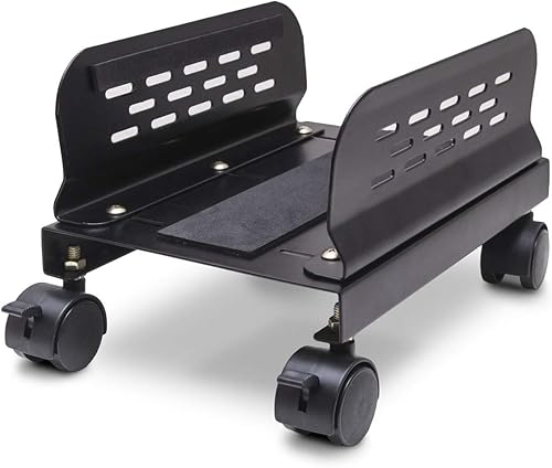 Miniatura 3 de Soporte para computadora Syba de acero para gabinete ATX con ancho ajustable y 4 ruedas Caster