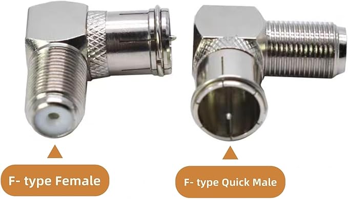 Adaptador F Macho a Hembra 90° 2 Paq Conector Coaxial RG6 miniatura 2