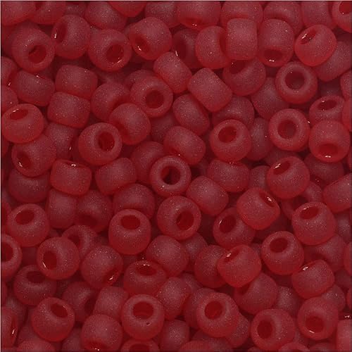 Miniatura 1 de Miyuki - Cuentas redondas de semilla de Rocaille, tamaño 80, 0.78oz, color rojo rubí transparente mate