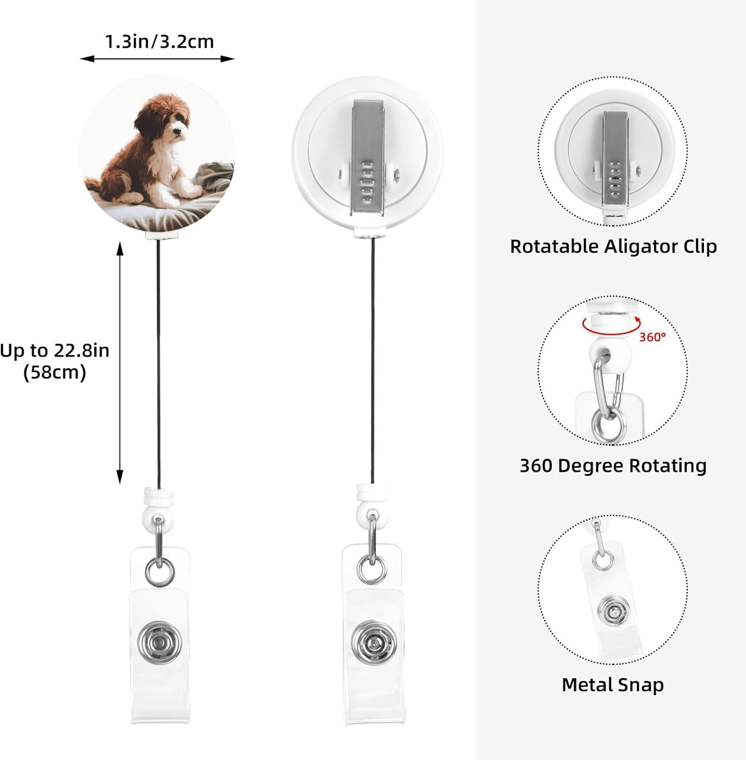 Pet Dog Badge Reels Retractable Badge Holder with Alligator Clip Cute Nurse Badge Reel Name Decor Badge Clip ID Card Holders for Office Worker Doctor Nurse image 2