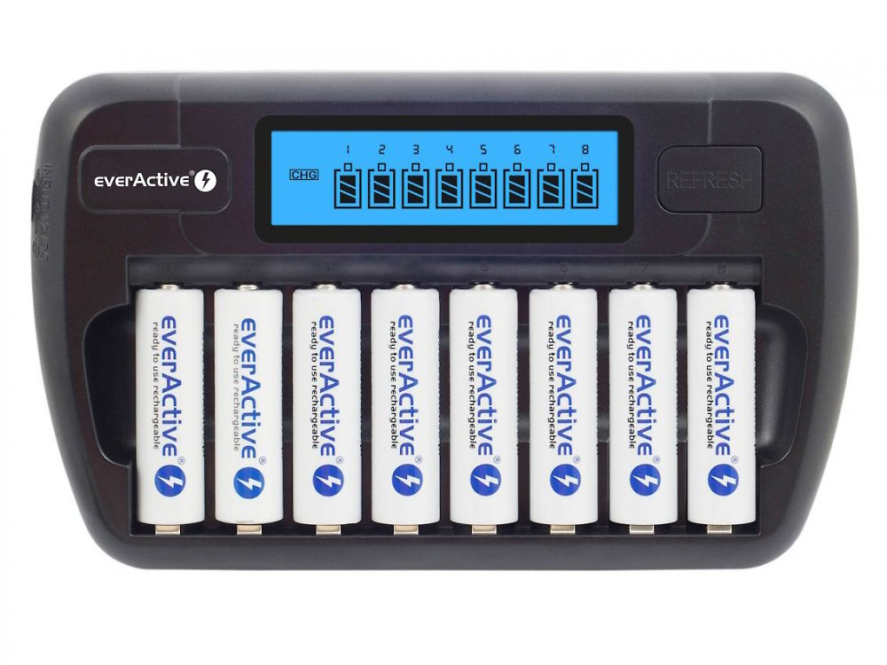 EverActive – NC de 800 Chargeur 8 x Chargeur de batteries Batterie Chargeur Universel AA AAA R6 R03