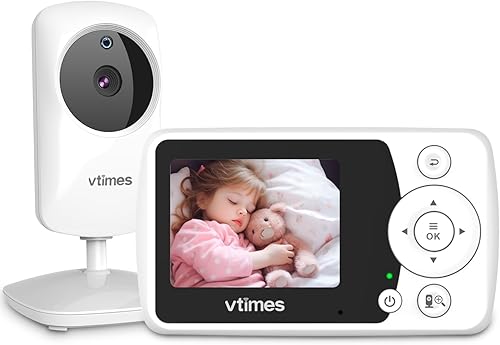 VTimes Monitor de bebé con cámara y audio, monitor de video para bebés sin visión nocturna WiFi, cámara portátil para bebé, modo VOX, alarma de zoom