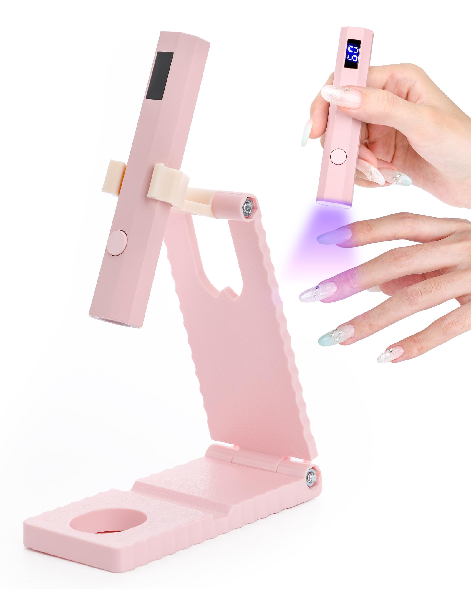 UV Lampe für Gelnägel, Mini UV Lampe für gelnägel, LED Lampe Nägel mit LCD-Display, Mini Wiederaufladbar 2 Timer-Modi Nageltrockner, UV Nagellampe zum Aushärten von Nagelkleber, Nail Tips-Rosa