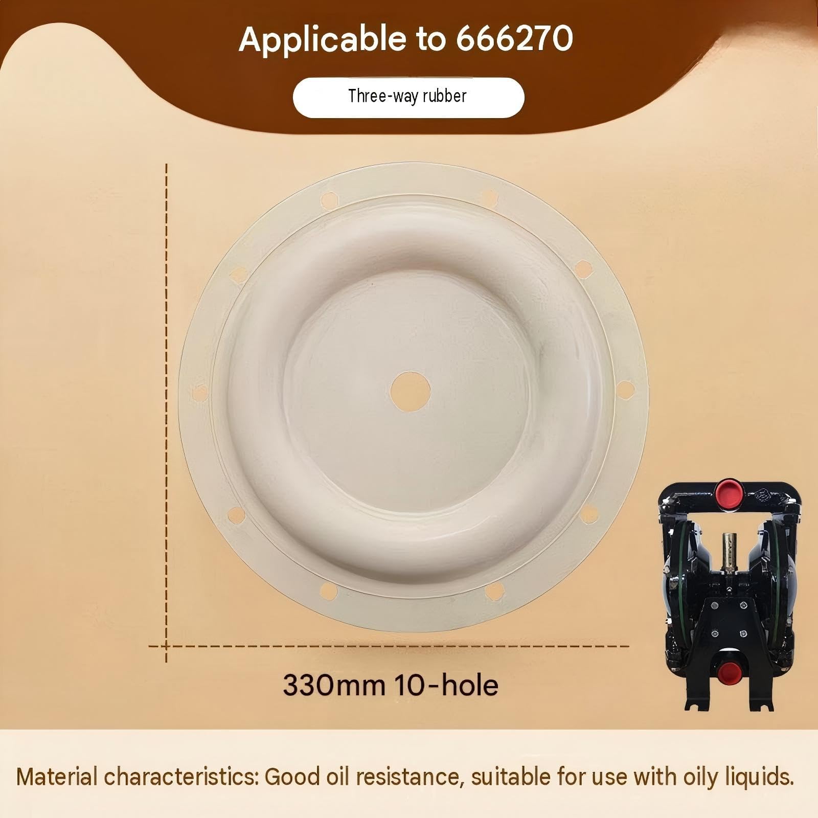 666270 2 piezas de repuesto diafragma goma 330 mm a prueba de fugas | Accesorios for bomba neumática de doble diafragma compatibles