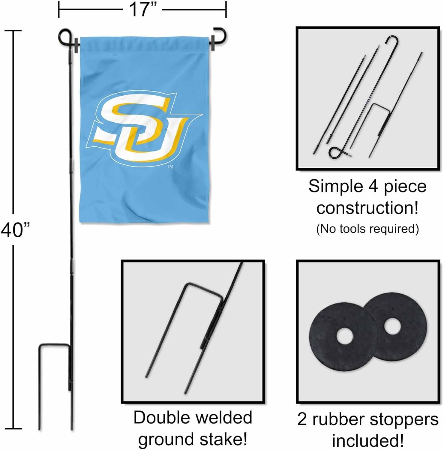 Southern Jaguars Lagoon Blue Garden Flag and Pole Holder Set