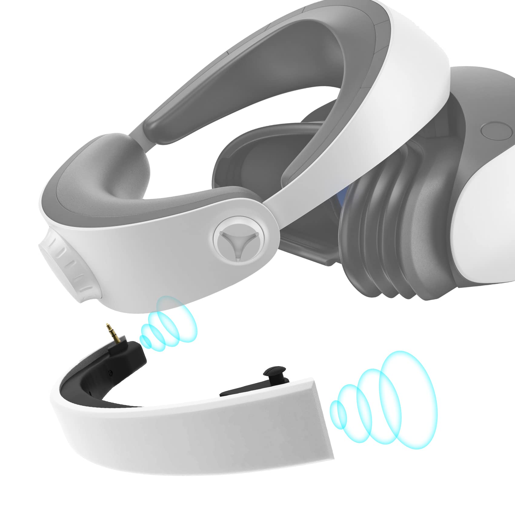 Esimen Stereo External Speaker for PSVR2, 3D Surround Headset for PS VR2 External Headset, Earbuds to Speaker,Low Power Consumption and Long Battery Life (White)