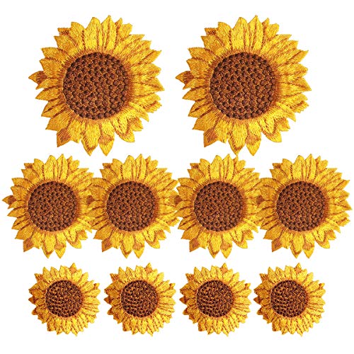 Misscrafts 10pcs Iron on Patches Sunflower Appliques in Assorted Size Iron Embroidery Applique Decoration DIY Patch for Backpack Clothing Men Women Kids