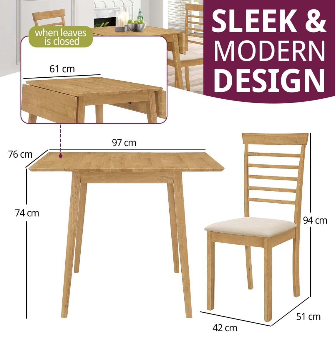 Hallowood Furniture Ledbury Small Drop Leaf Dining Table And