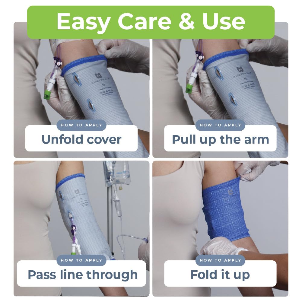 Mighty Well PICCPerfect PICC Line Cover: Cubierta de brazo de línea PICC de doble capa suave al tacto | Lavanda sólida, pequeña