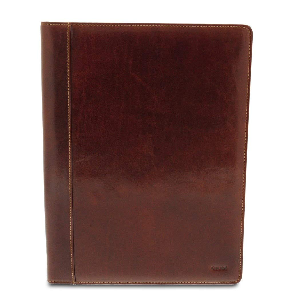 GIUDI® - Leather armrest, genuine leather, cowhide leather, Made in Italy, notepad, pen holder., brown (Brown) - 6429/GD