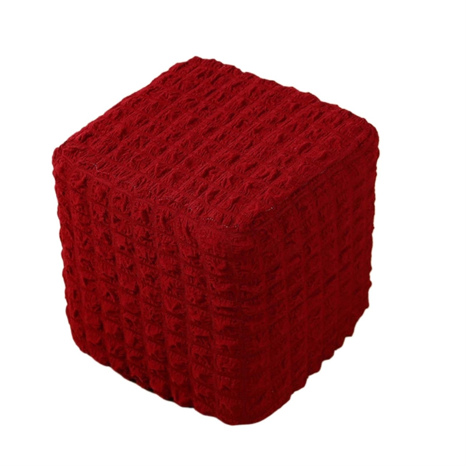 YXINAER Foot Stool Cover Elastic Ottoman Slipcover, Square Removable Footstool Footrest Cover for Office And Home(Red)
