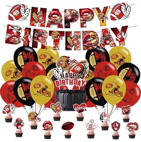49 Football Birthday Party Supplies Party Decorations Set Include Banner Balloons Cake Cupcake Toppers for Boys Girls Theme Party.