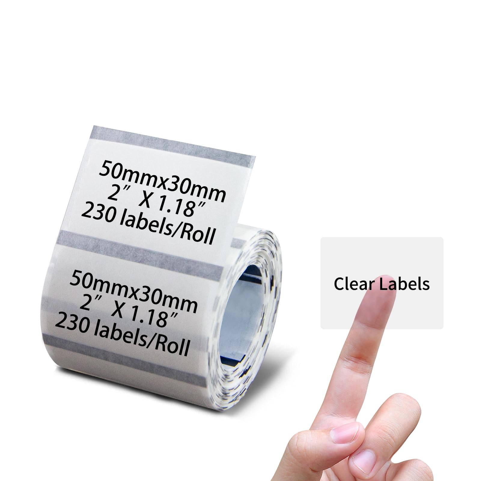 PUQU 50x30mm Transparent Direct Thermal Sticker Labels, Label Printer Self-Adhesive All-Purpose Rectangular Label Maker Tape, Refills Standard