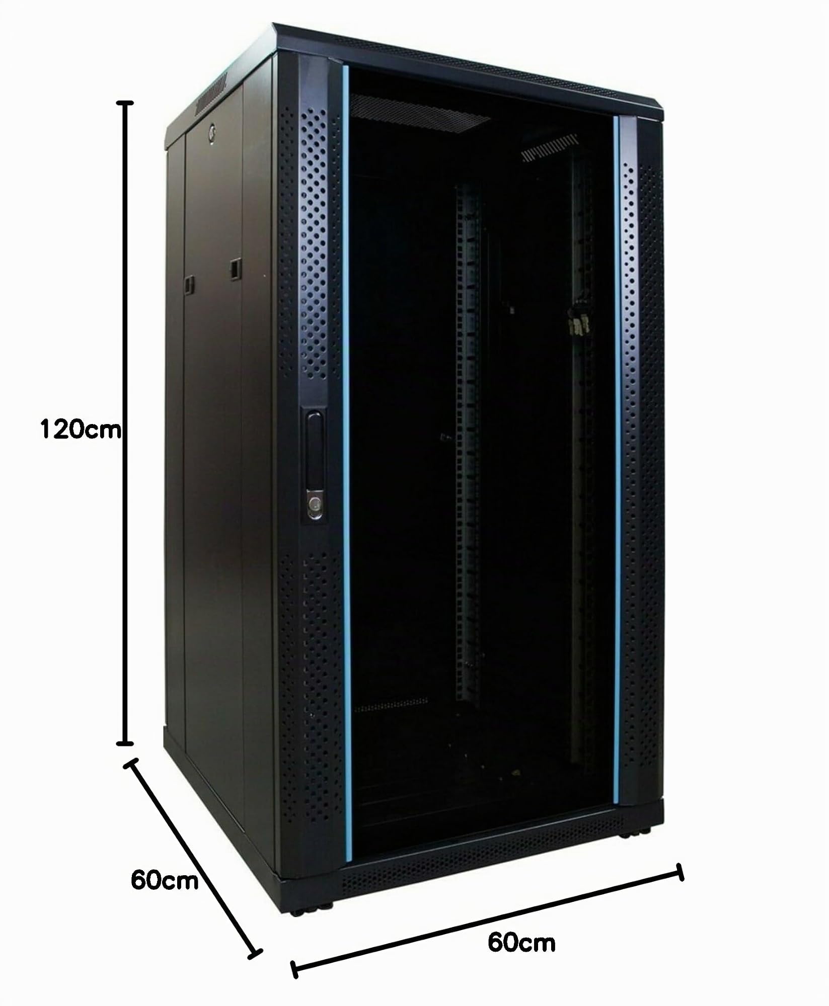 22HE 19 Zoll Serverschrank - Glastür - (BxTxH) 600x600x1200mm - Schwarz