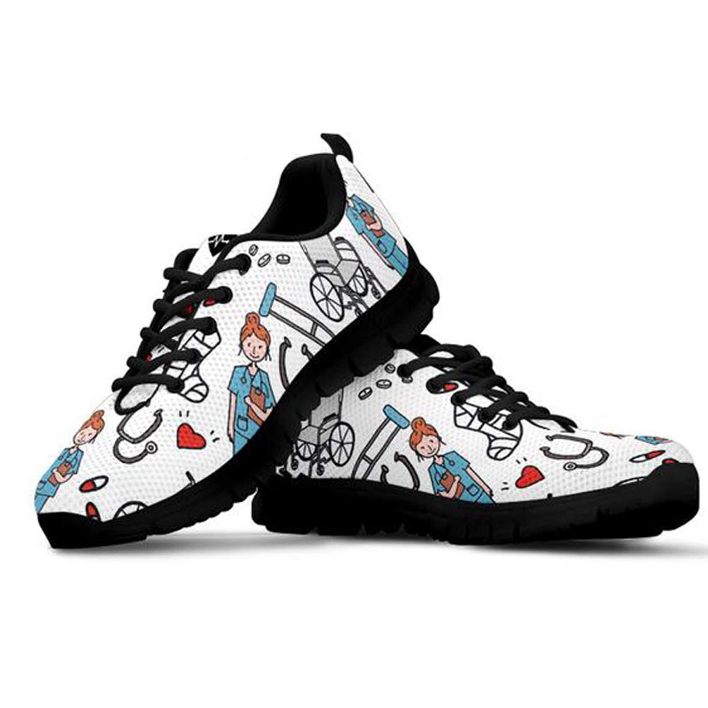 POLERO Sneaker Zapatillas de Deporte Multicolor con Imagenes Encantadoras para Dama Mujer con Cordones 36-45 Talla Europea