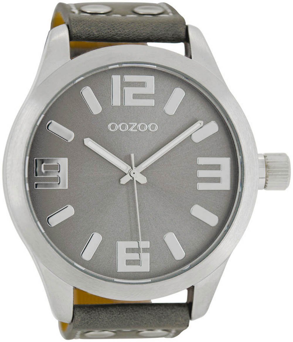 Oozoo Cinturino Orologio In Pelle Bianco Con Rivetti - 24 Mm - Fibbia Argento