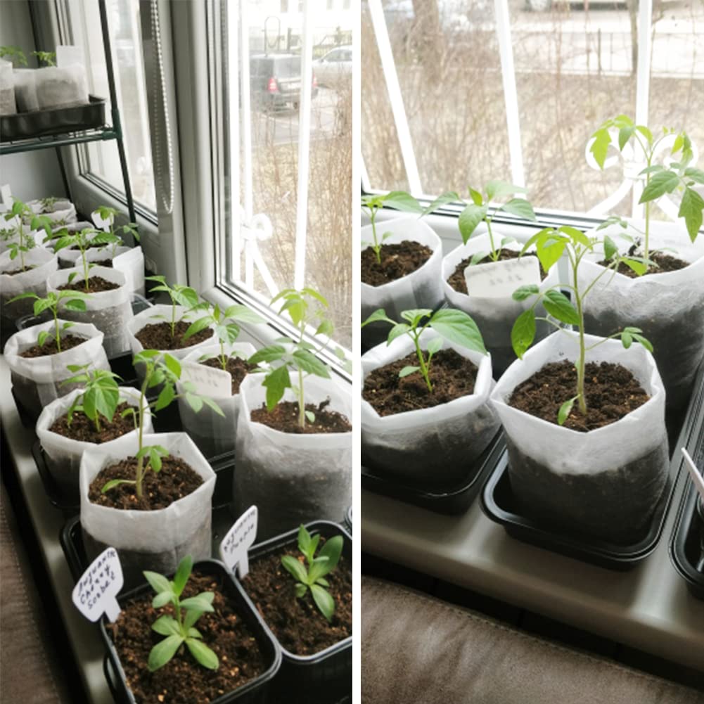 Bolsa grande de cultivo de plántulas no tejidas, 50 bolsas de tela para plantas de 11.2 x 10.2 pulgadas, macetas de tela para plantar, jardinería, suministros de jardín en el hogar