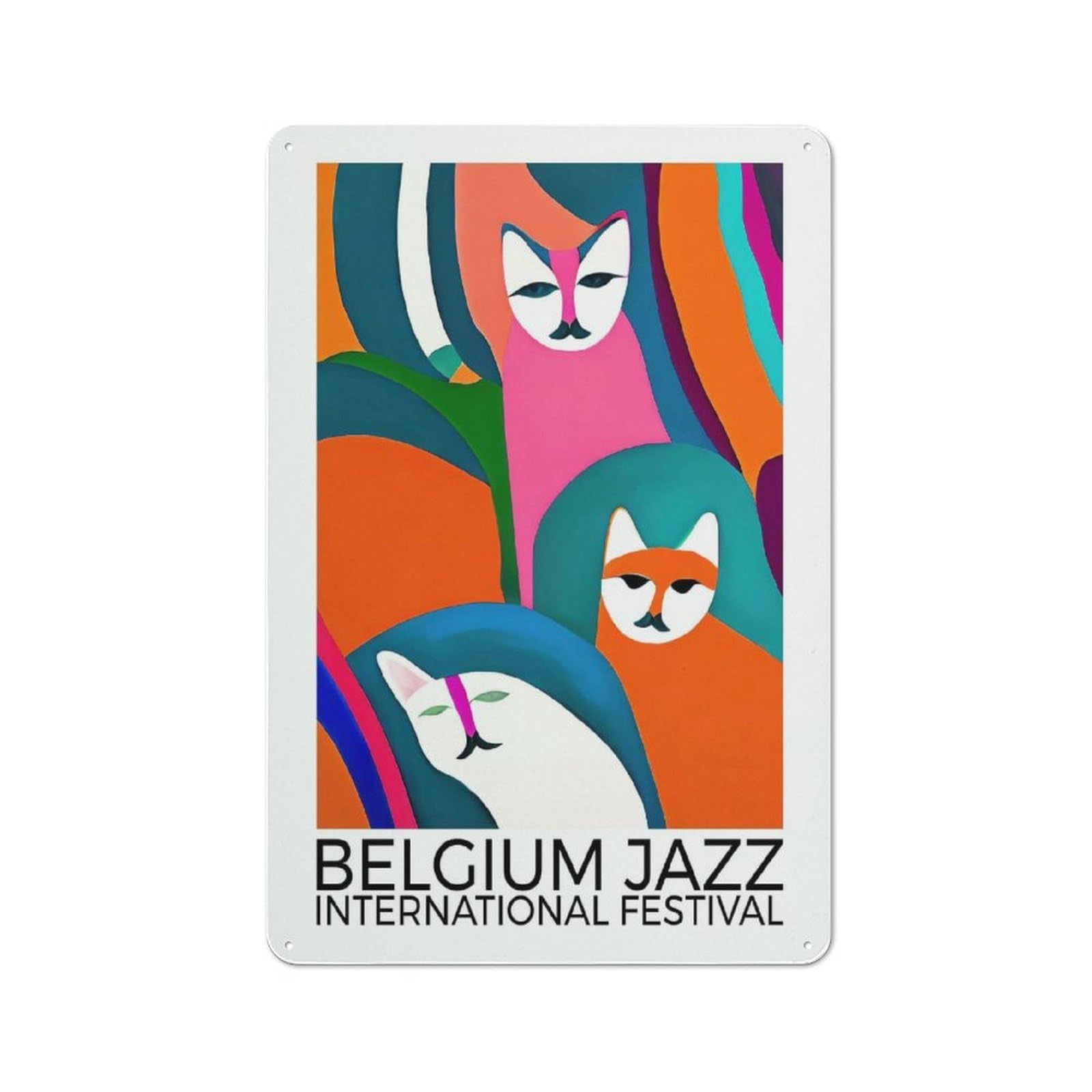 Junmoney Style-7 For Café Or Restaurant, Belgium Jazz Festival Retro Metal Sign 30X20cm, Gift For Café Owners And Decorators During The Christmas Season