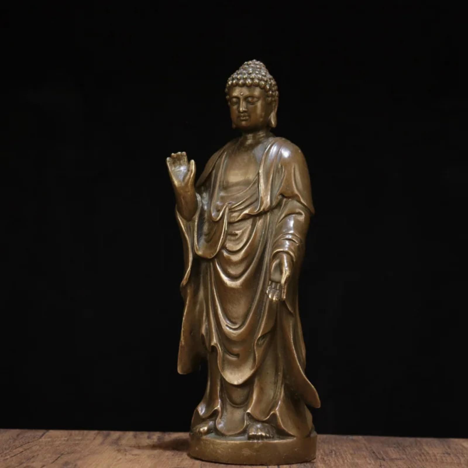 Statua di Buddha Amitabha, in rame, 22 cm, decorazione per casa e ufficio
